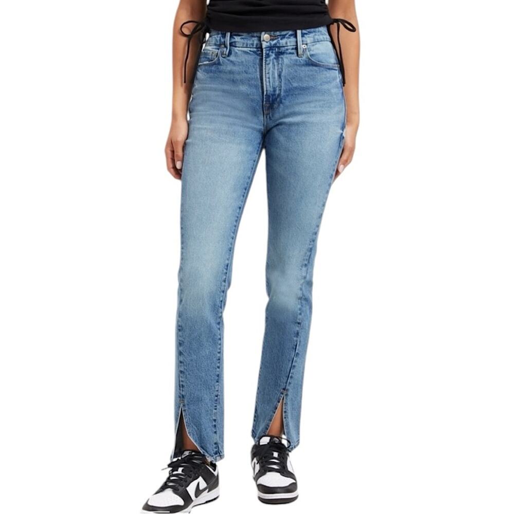 NWT Good American Good Classic Twisted Slit Straight Jeans Size 2/26 Retail $155